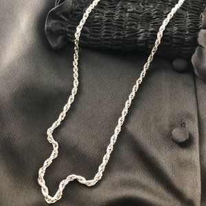 Silver Tone Long Rope Necklace
